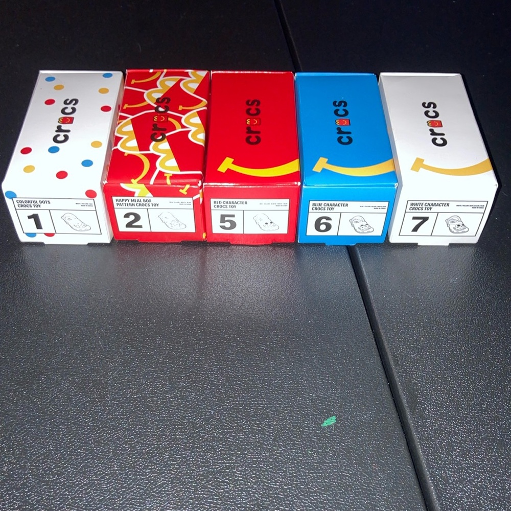 Crocs minis McDonald’s key chain Charm Set Multicolor 1-2-5-6-7 lot new 5 piece - Picture 2 of 7